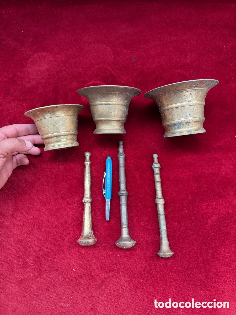 Antig&uuml;edades: Lote de 3 morteros antiguos de bronce! - Foto 5