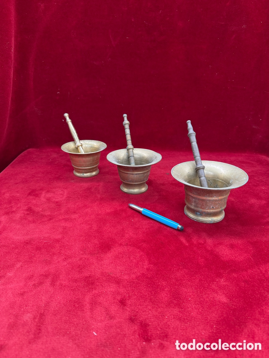 Antig&uuml;edades: Lote de 3 morteros antiguos de bronce!