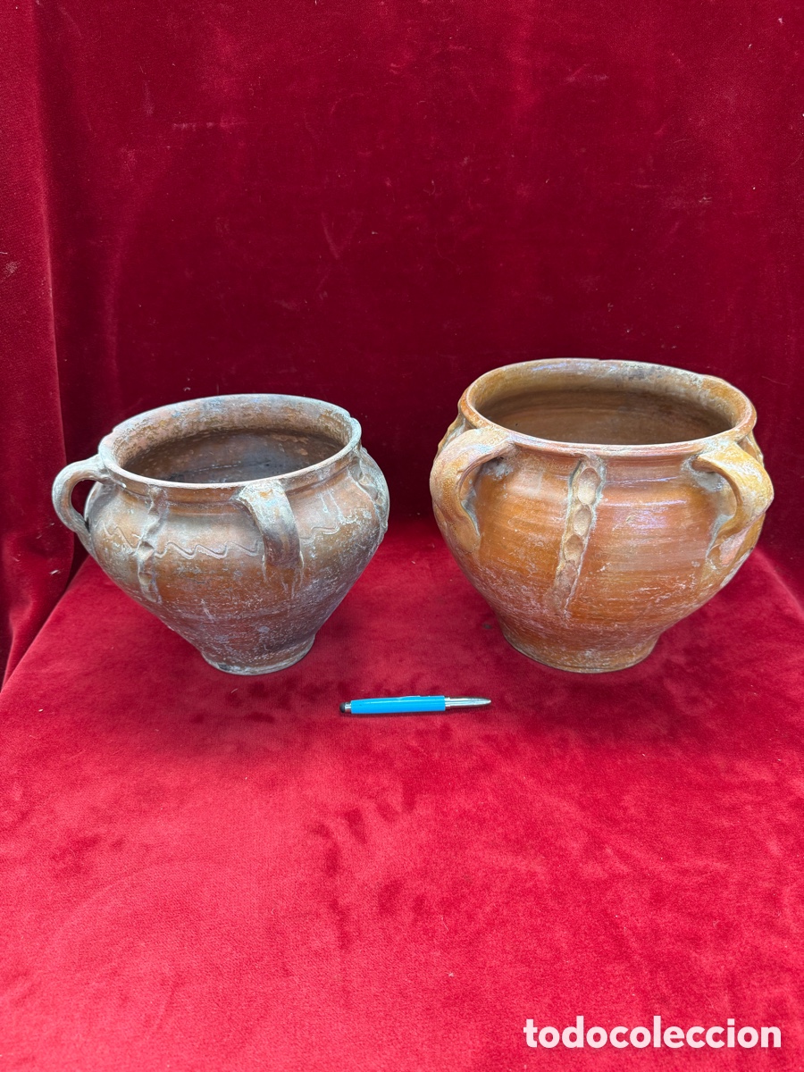 Antig&uuml;edades: Lote de dos sntiguas Orzas de barro Aragonesas!