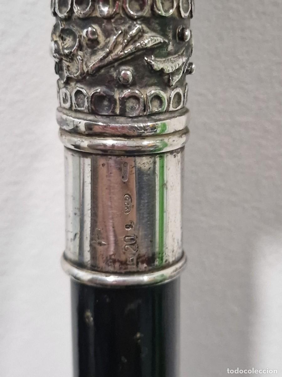 Antig&uuml;edades: Bast&oacute;n de pu&ntilde;o de plata 925 y madera de &eacute;bano. - Foto 2