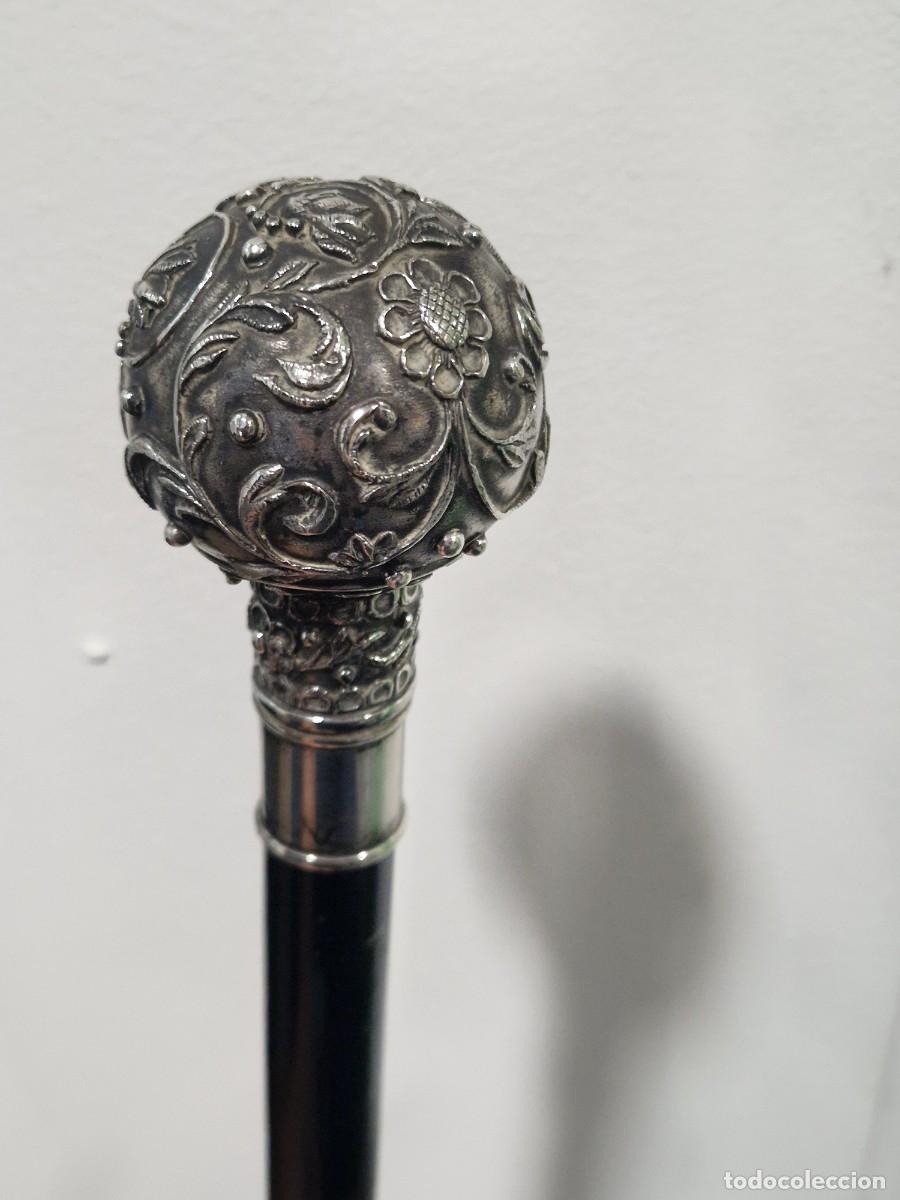 Antig&uuml;edades: Bast&oacute;n de pu&ntilde;o de plata 925 y madera de &eacute;bano. - Foto 3