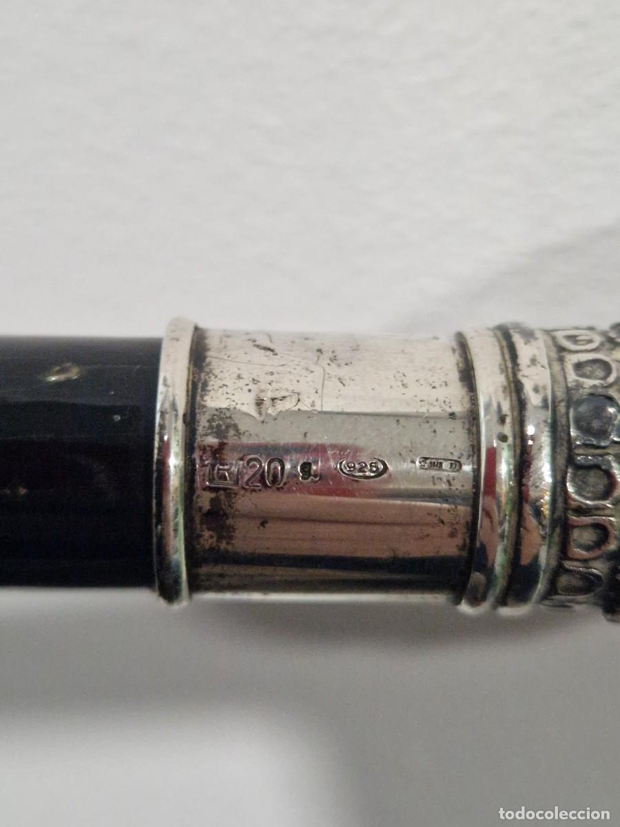 Antig&uuml;edades: Bast&oacute;n de pu&ntilde;o de plata 925 y madera de &eacute;bano. - Foto 9