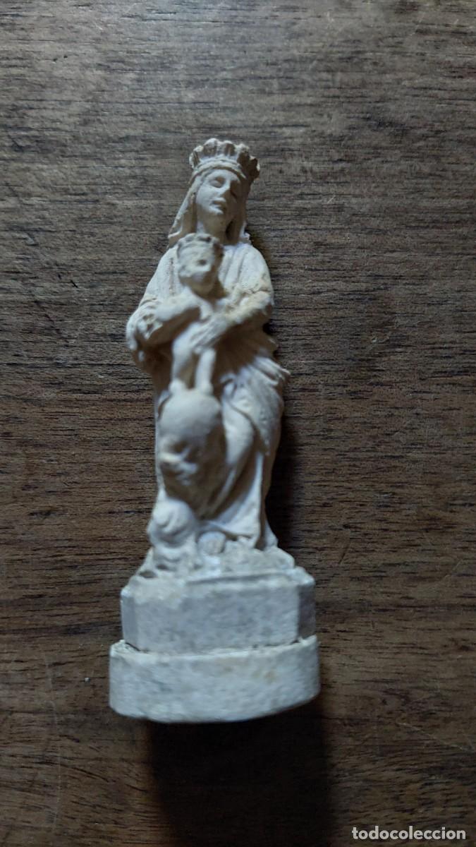 Antig&uuml;edades: Magn&iacute;fica antiguq figurilla de virgen Maria con ni&ntilde;o