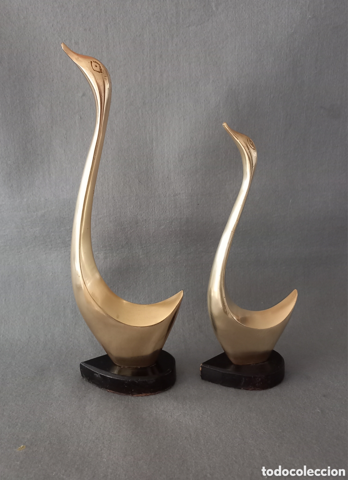 Antig&uuml;edades: Pareja de cisnes de bronce - Foto 3
