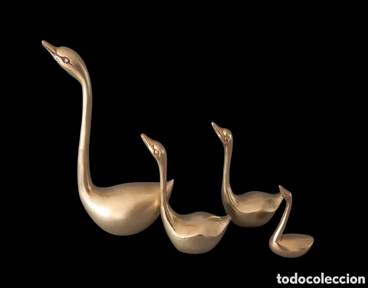 Antig&uuml;edades: Familia de cisnes de bronce - Foto 2