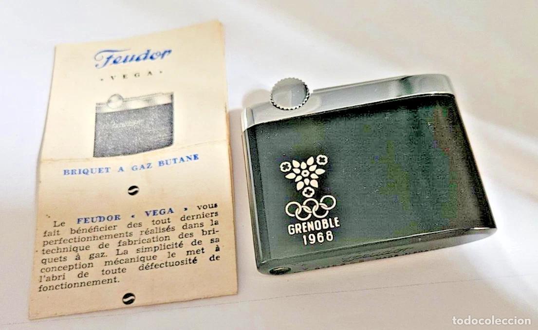 Antig&uuml;edades: VINTAGE BRIQUET A GAZ FEUDOR VEGA JEUX OLYMPIQUES GRENOBLE 1968 AVEC SA NOTICE