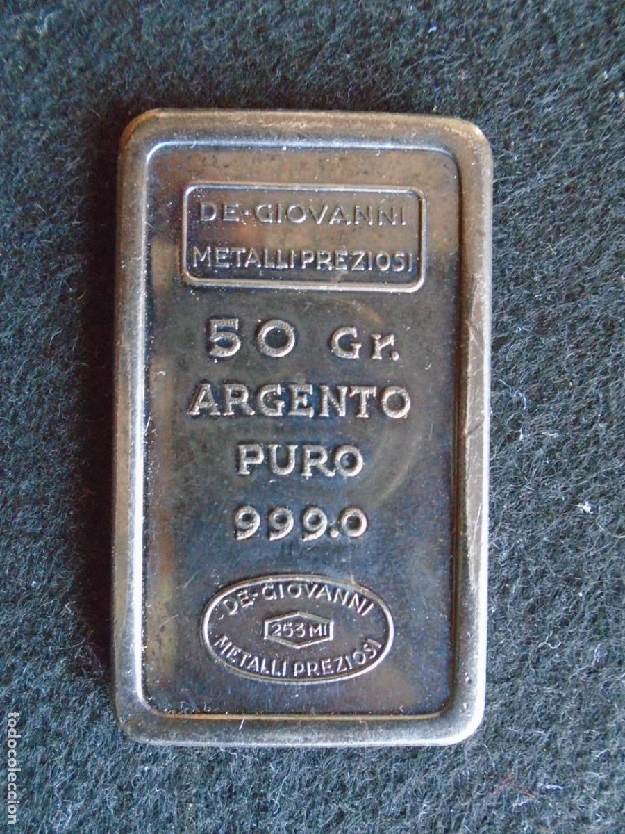 Antig&uuml;edades: (LIN-260700)LINGOTE DE 50 GRAMOS DE PLATA 999 DE GIOVANNI METALLIPREZIOSI