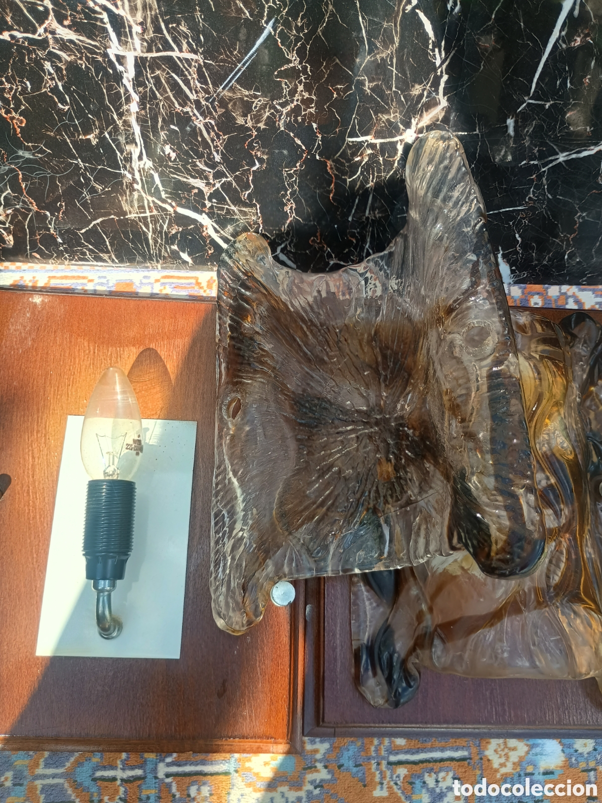 Antig&uuml;edades: Apliques cristal ambar murano - Foto 10
