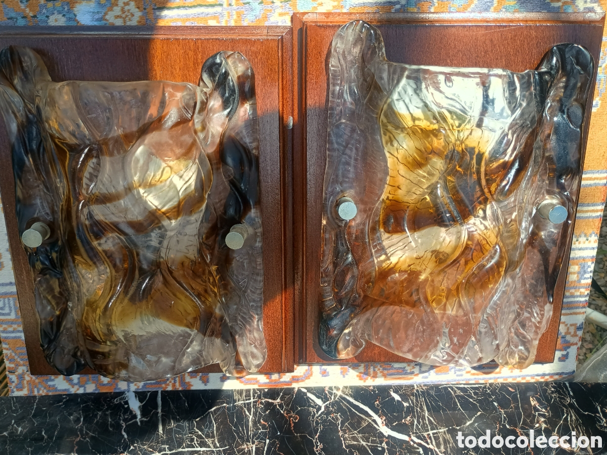 Antig&uuml;edades: Apliques cristal ambar murano