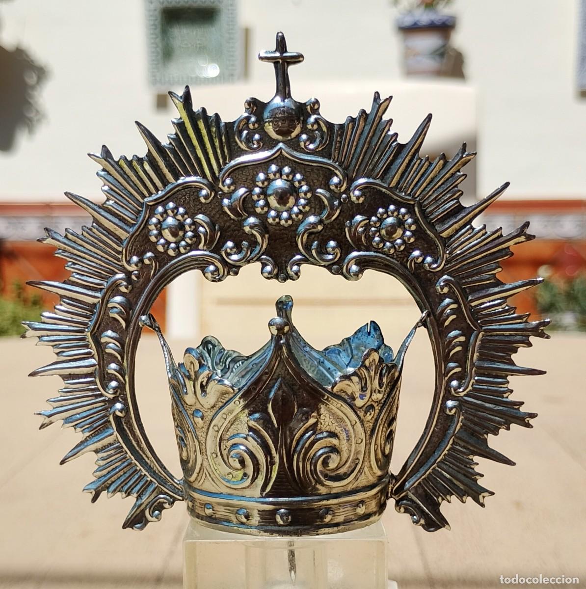 Antig&uuml;edades: Antigua Corona Imperial con R&aacute;faga Plateada para Virgen