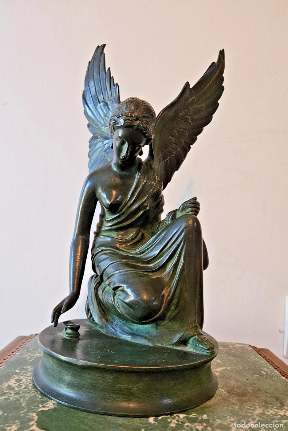 Antig&uuml;edades: FIN 19 SIECLE STATUE BRONZE FONDEUR SIOT PARIS 8910 ALLEGORIE H 28 CM 2.9 KG