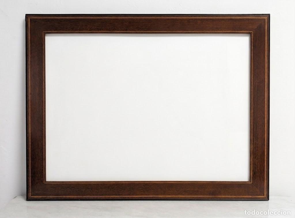 Antig&uuml;edades: 031. Gran Marco Antiguo de Madera Noble con Marqueter&iacute;a Fina 87,5 x 67,5 cm