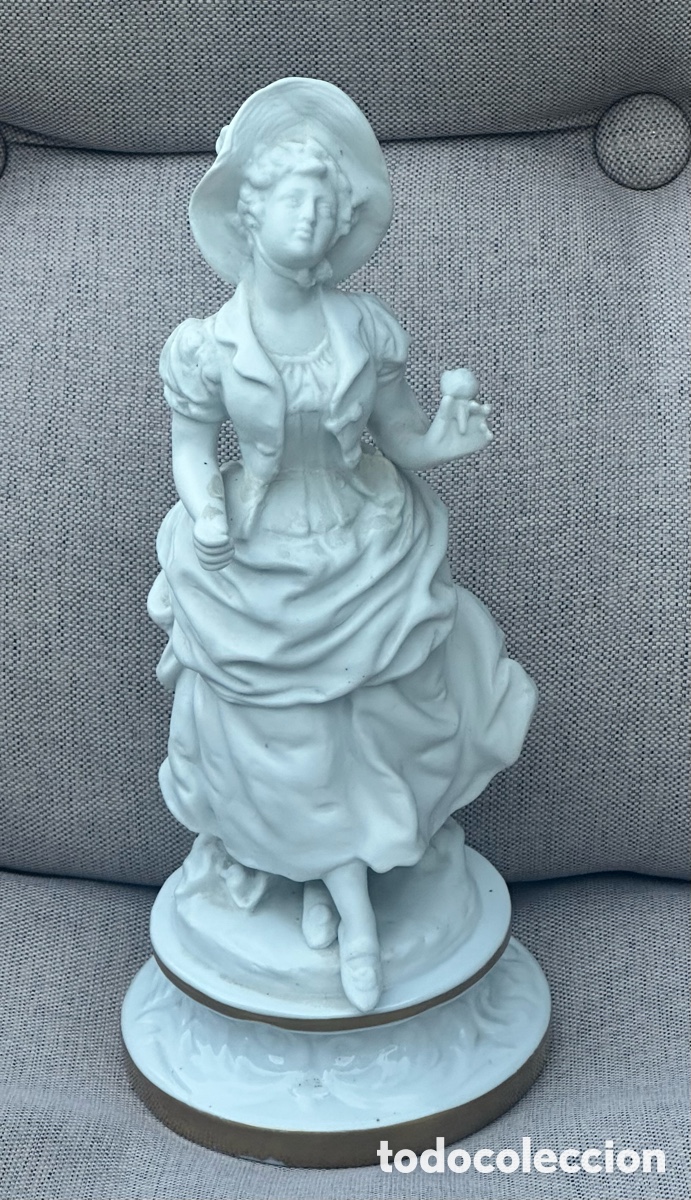 Antiques: ANTIGUA FIGURA DE DAMA CON SOMBRERO &ndash; EDME SAMSON & CIE &ndash; PAR&Iacute;S &ndash; S. XIX &ndash; 26 CM