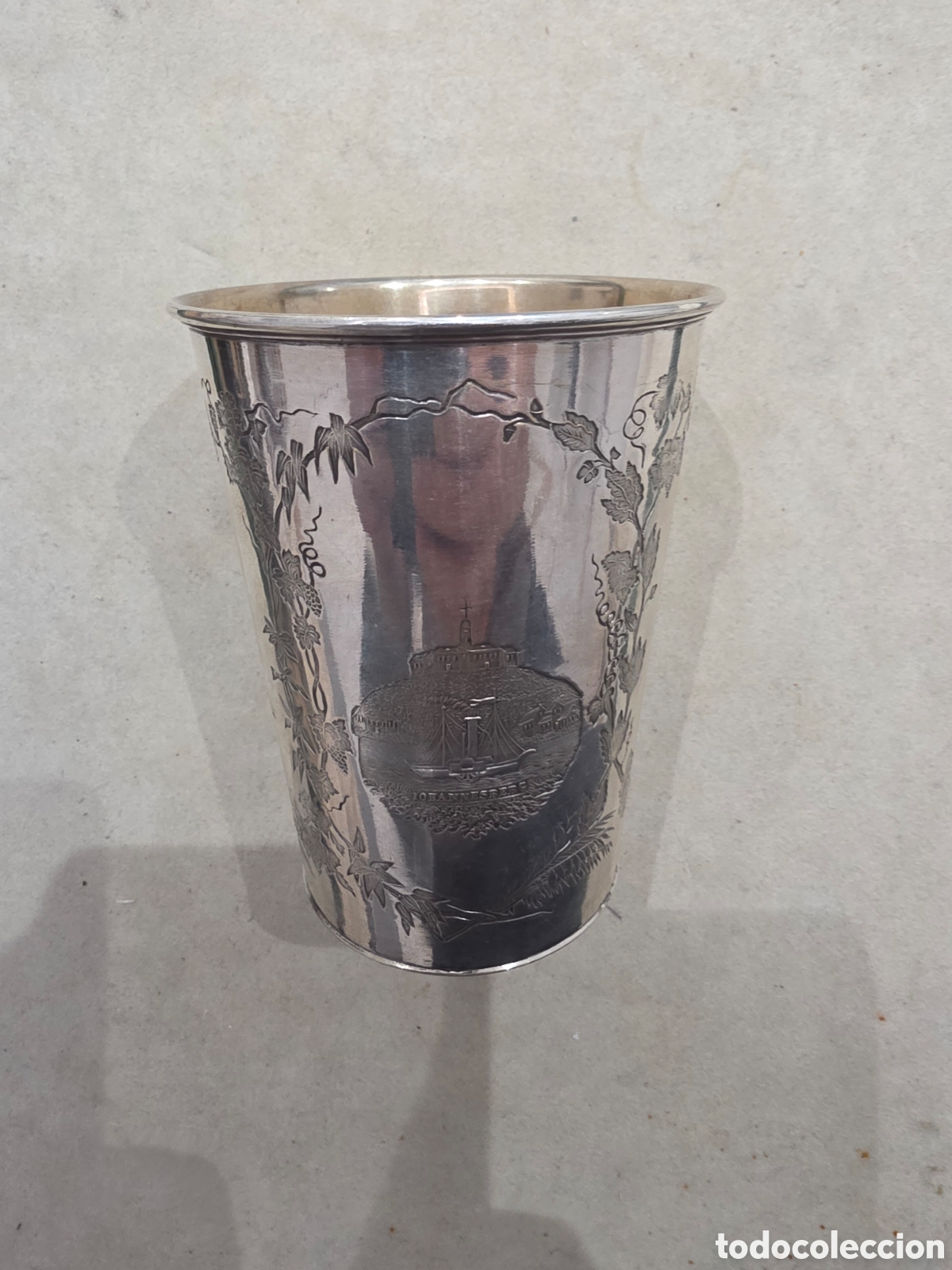 Antig&uuml;edades: Cubilete Plata Galvanica Siglo XIX