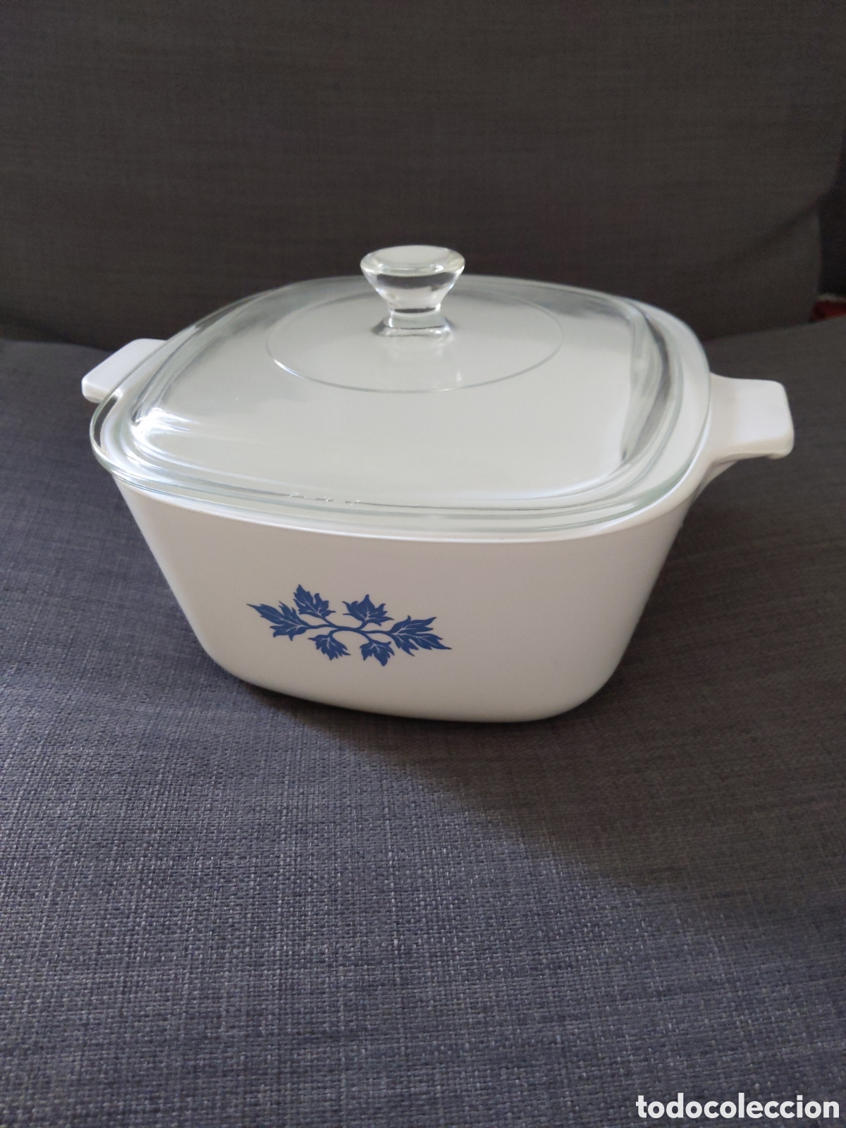 Antig&uuml;edades: Cazuela Pyroflam Vintage &rdquo;Blue Leaf&rdquo; (PF-3-B)