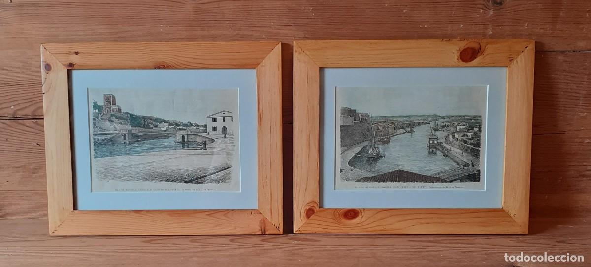 Antiguidades: 4 cuadros con vistas antiguas de Ciudadela , Menorca