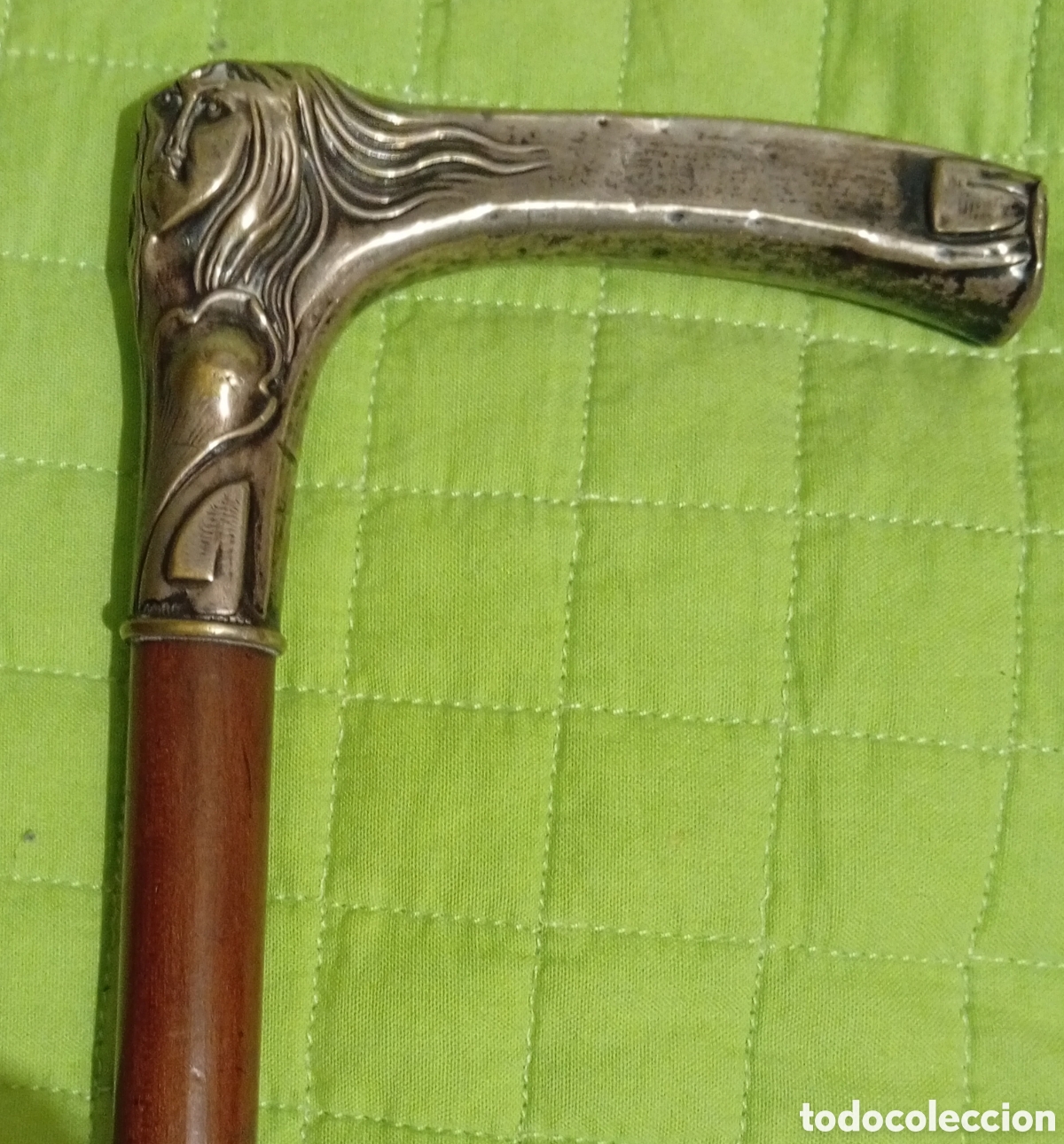 Antig&uuml;edades: Antiguo precioso baston de colecci&oacute;n de madera ex&oacute;tica Malaca y empu&ntilde;adura de plata