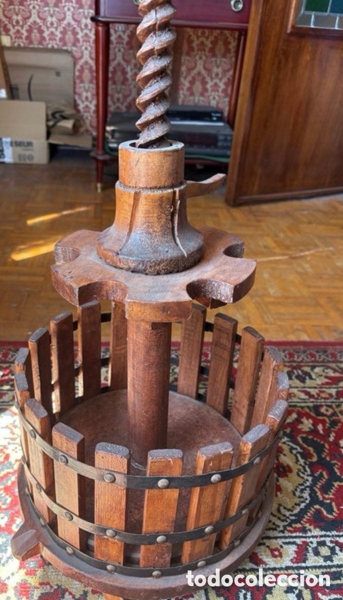 Antig&uuml;edades: Botellero Mini prensa de sidra y uva vintage