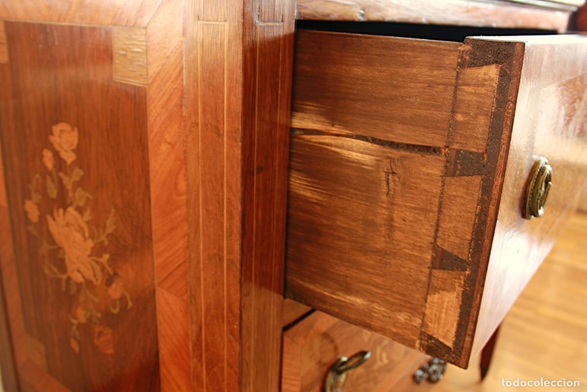 Antig&uuml;edades: C&Oacute;MODA EN MADERA TARACEADA Y M&Aacute;RMOL - Foto 7