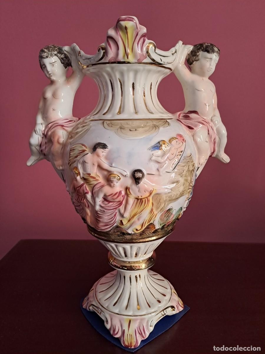 Antig&uuml;edades: Jarr&oacute;n Italiano Capodimonte Querubines - Foto 3