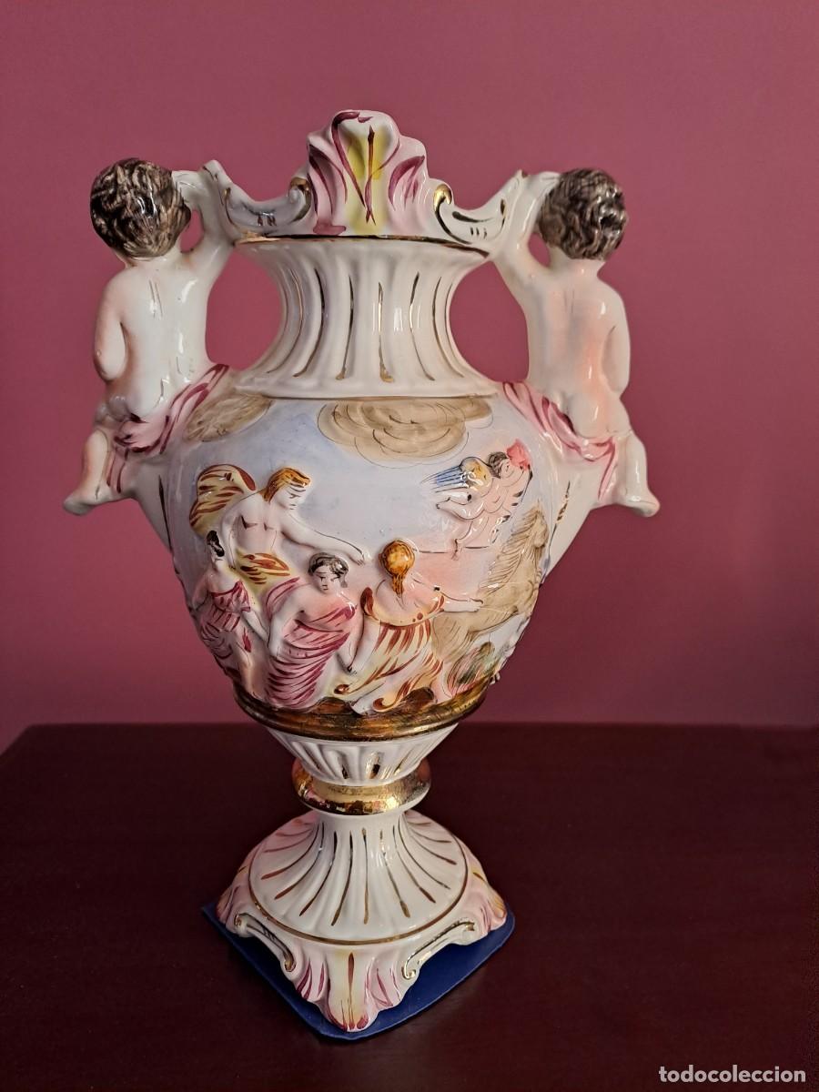 Antig&uuml;edades: Jarr&oacute;n Italiano Capodimonte Querubines - Foto 4
