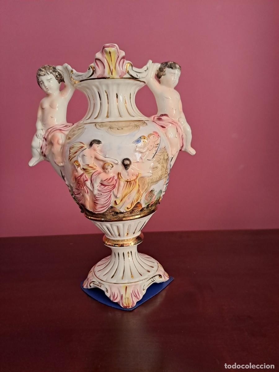 Antig&uuml;edades: Jarr&oacute;n Italiano Capodimonte Querubines - Foto 6