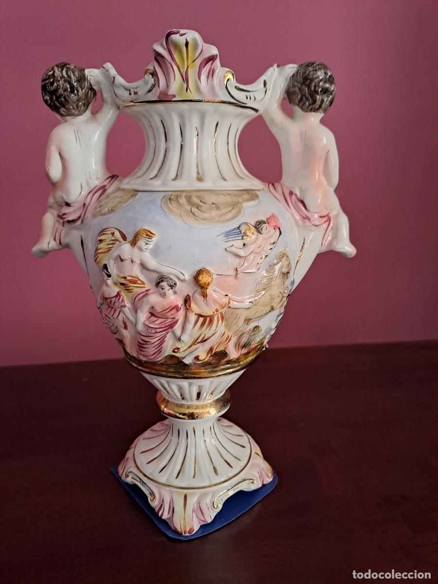 Antig&uuml;edades: Jarr&oacute;n Italiano Capodimonte Querubines - Foto 7