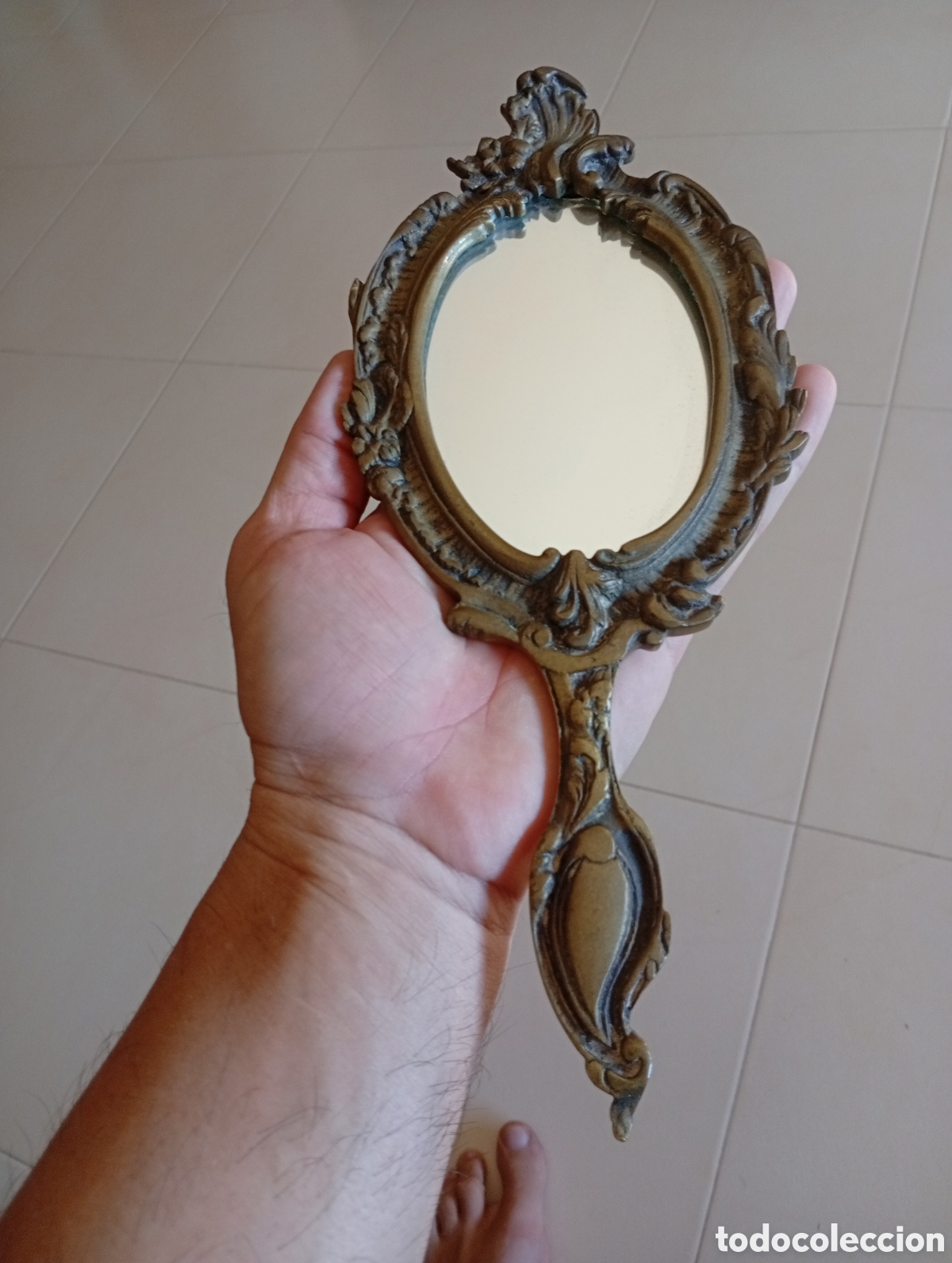 Antig&uuml;edades: Espejos antiguos de tocador de bronce - Foto 2