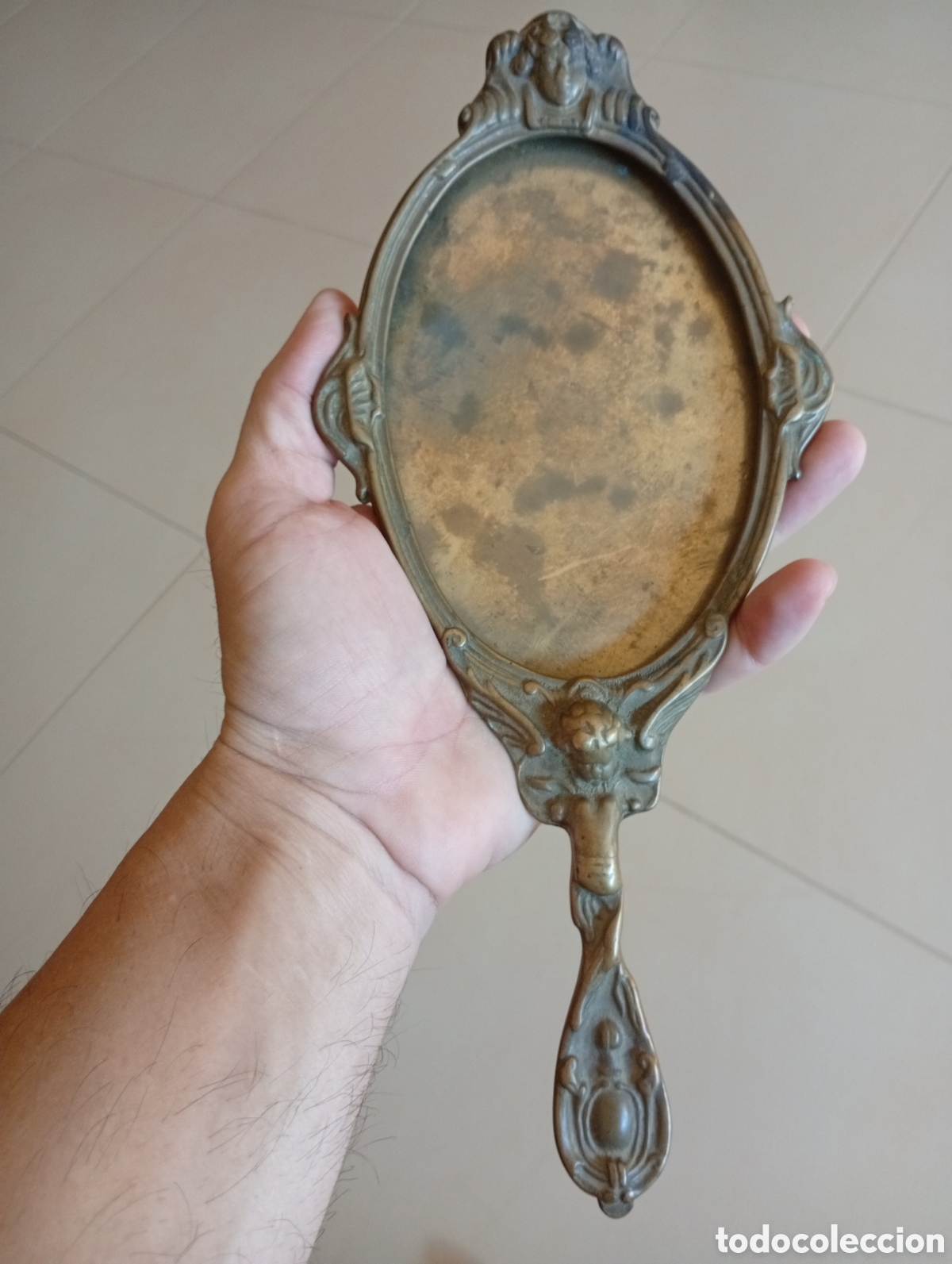 Antig&uuml;edades: Espejos antiguos de tocador de bronce - Foto 4