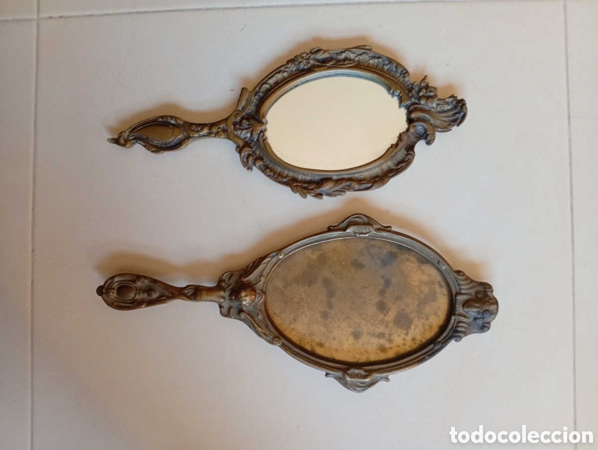 Antig&uuml;edades: Espejos antiguos de tocador de bronce - Foto 1