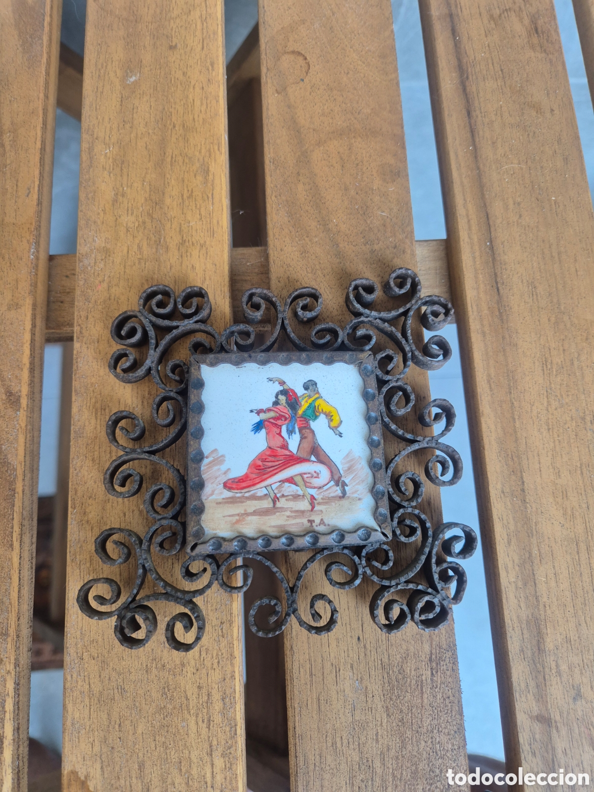 Antig&uuml;edades: azulejo pintado a mano - Foto 4