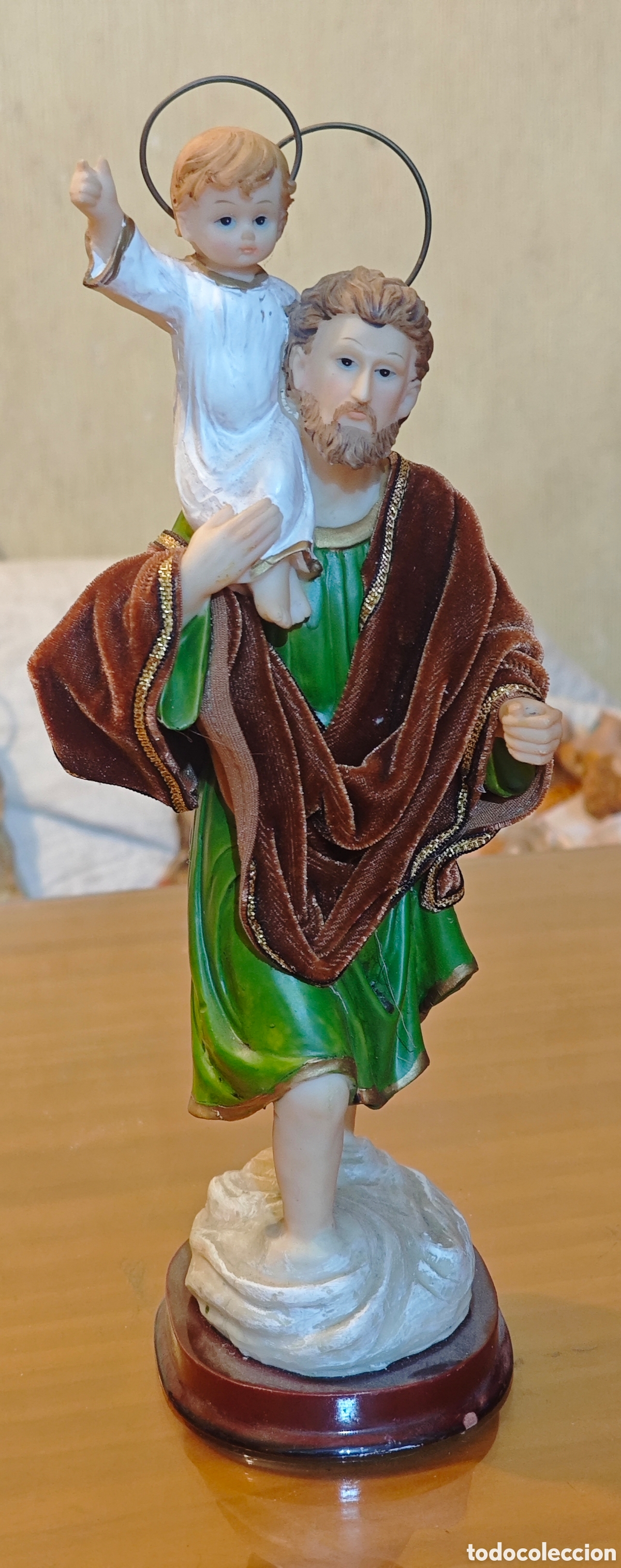 Antig&uuml;edades: Antigua Figura San Crist&oacute;bal con.. &rdquo;Tara&rdquo;.