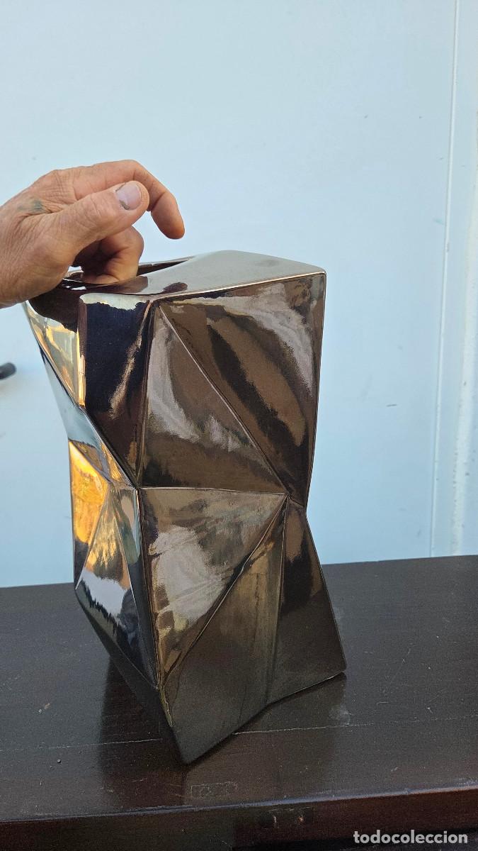 Antig&uuml;edades: jarron de ceramica dorada - Foto 4