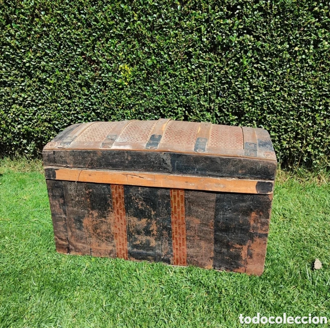 Antig&uuml;edades: Ba&uacute;l madera y chapa antiguo - Foto 4