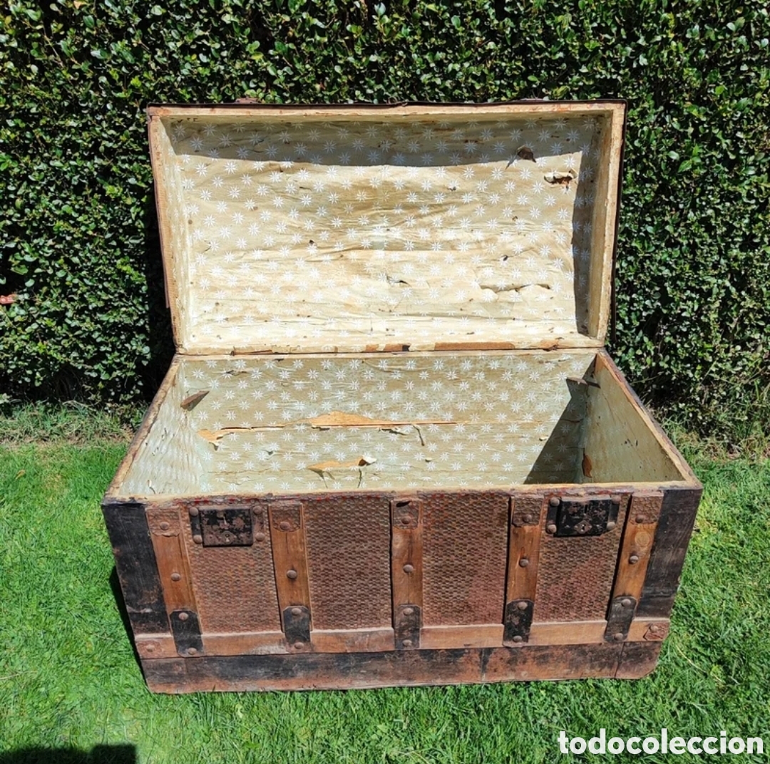 Antig&uuml;edades: Ba&uacute;l madera y chapa antiguo - Foto 9