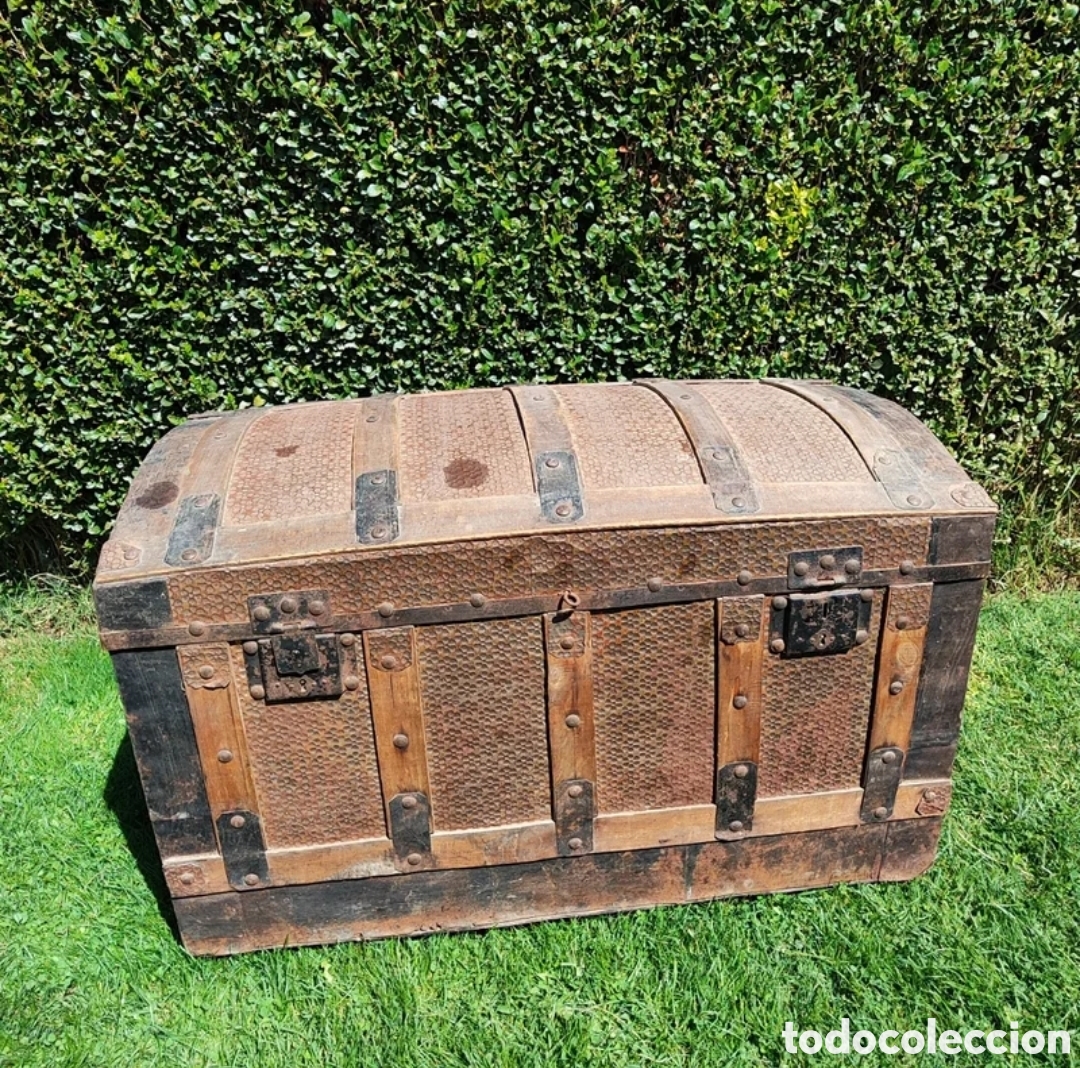 Antig&uuml;edades: Ba&uacute;l madera y chapa antiguo - Foto 1