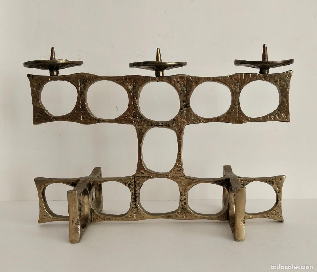 Antiquit&auml;ten: Candelabro brutalista de bronce de Heinz Goll, a&ntilde;os 1960-1970