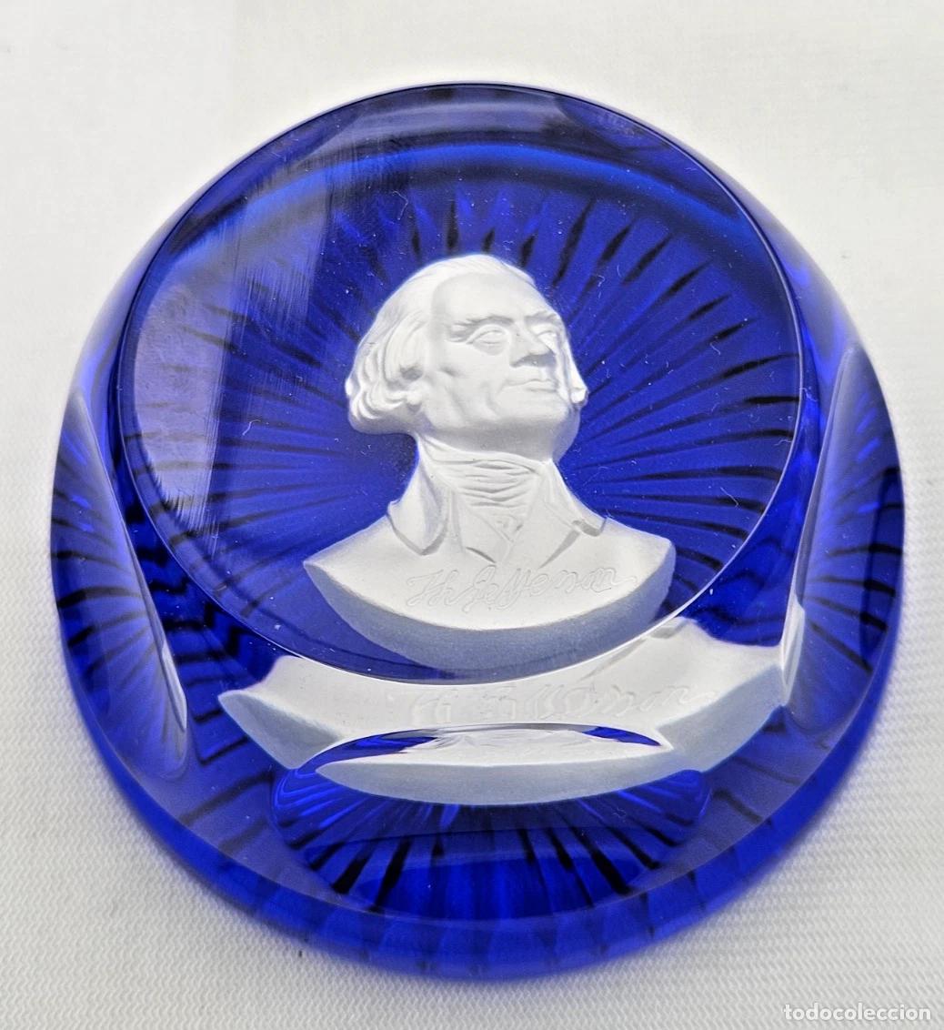 Antig&uuml;edades: PRESSE PAPIER SULFURE THOMAS JEFFERSON CRISTAL D'ALBRET DANBURY MINT BEL ETAT