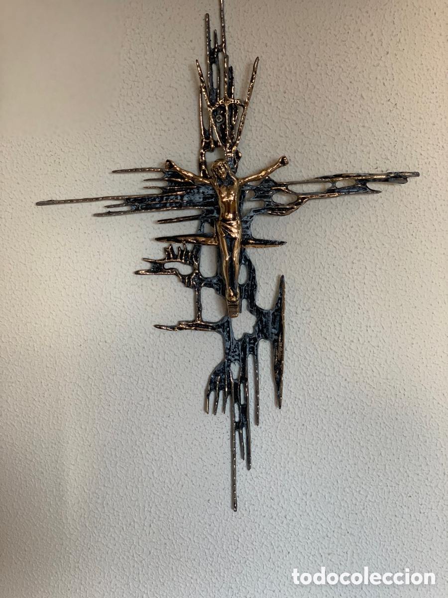 Antig&uuml;edades: crucifijo de bronce patinado 50 cms - Foto 3