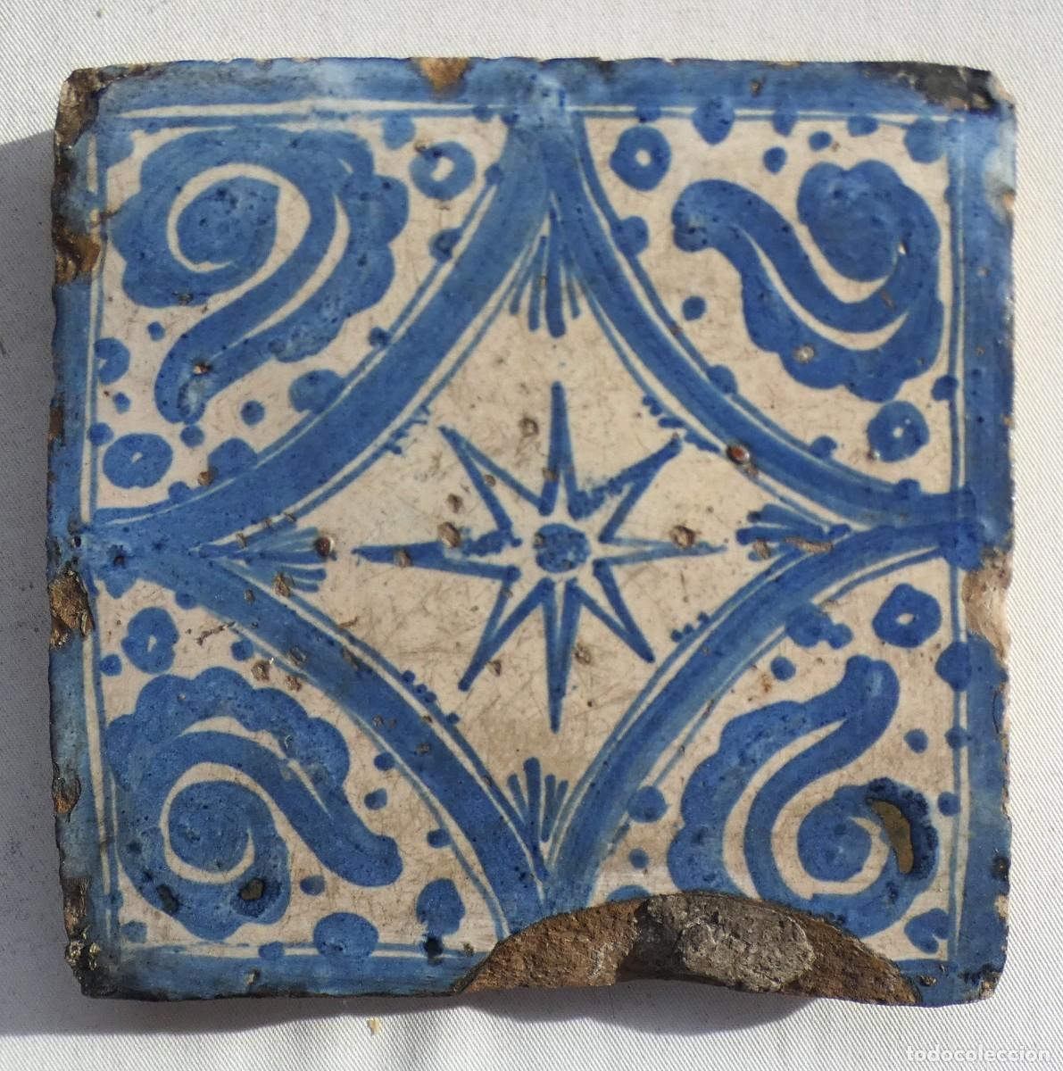 Antig&uuml;edades: Azulejo, Azulejos Espa&ntilde;ol, Valencia o Catalan, siglo 16
