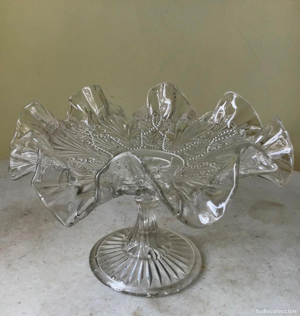 Antig&uuml;edades: ANTIGUO FRUTERO - CENTRO EN CRISTAL RIZADO -A&Ntilde;OS 30