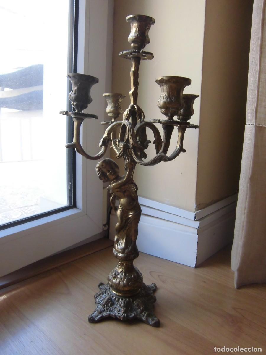 Antig&uuml;edades: ANTIGUO CANDELABRO EN BRONCE DE CINCO BRAZOS