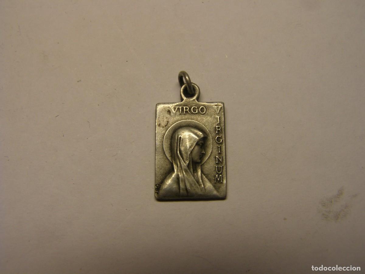 Antig&uuml;edades: Medalla religiosa antigua de N&ordf; S&ordf; de Lourdes, de plata.