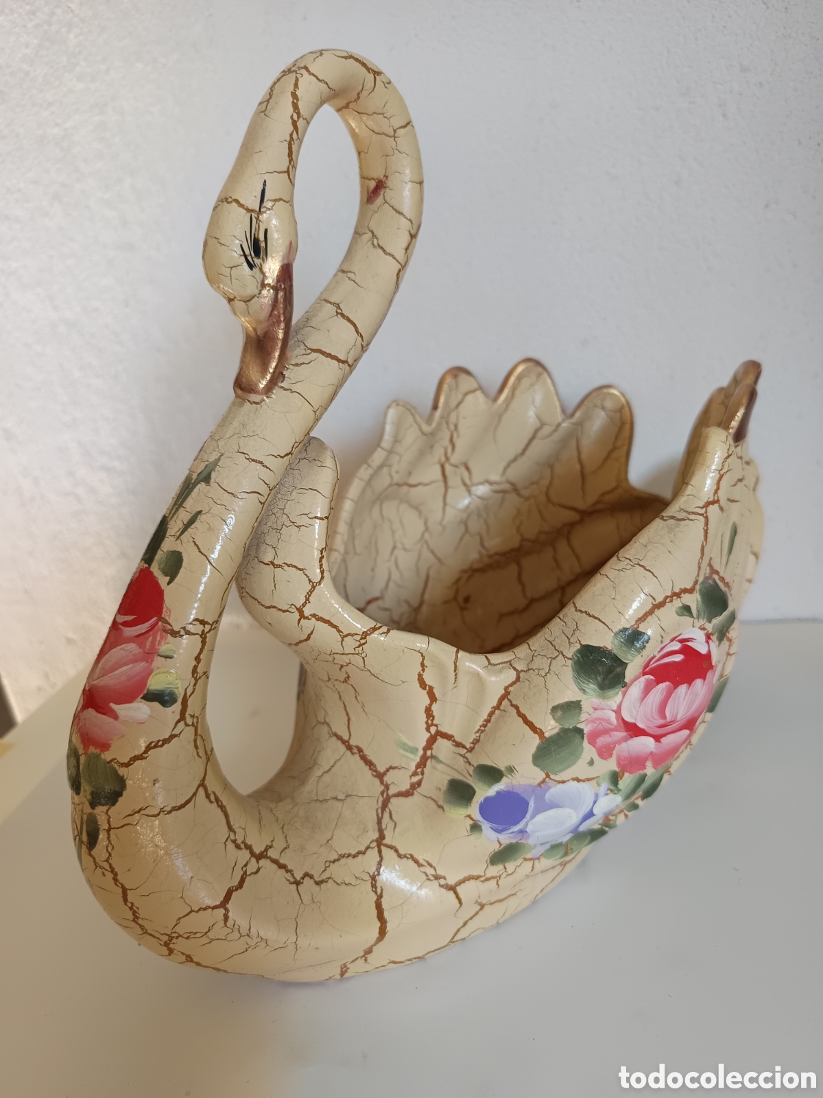 Antiques: MACETERO CISNE JARDINERA VINTAGE PORCELANA CER&Aacute;MICA VALENCIA A&Ntilde;OS 80 Manises