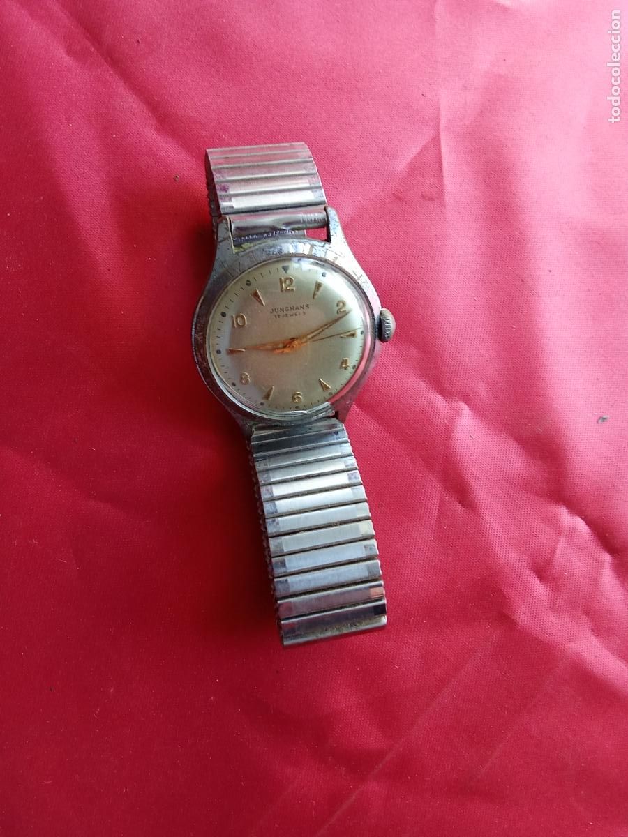 Antig&uuml;edades: Reloj de pulsera Jung Hans 17 jewels carga manual. Caja Relojes