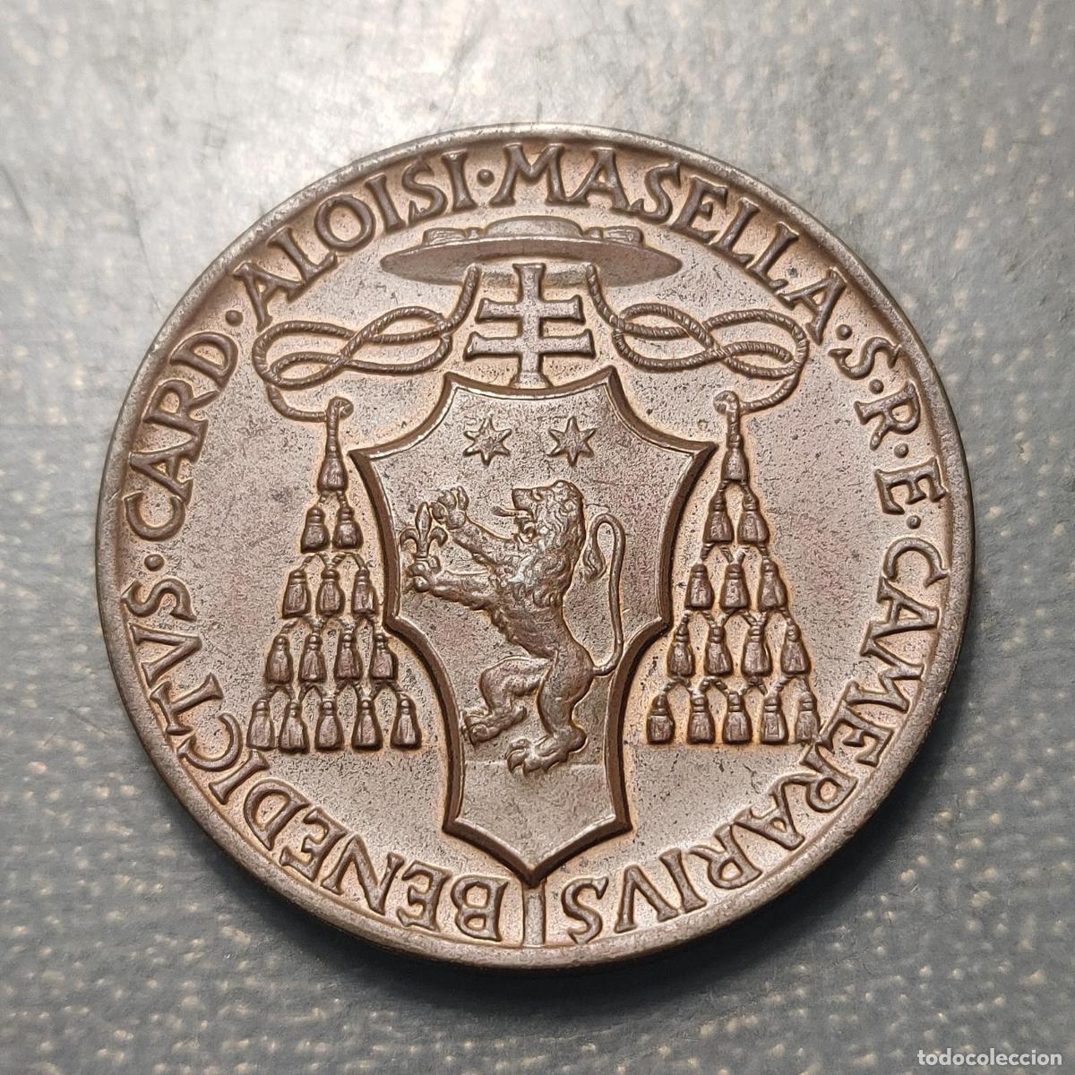 Antig&uuml;edades: MEDALLA RELIGIOSA VATICANO CARDENAL BENEDETTO ALOISI MASELLA SEDE VACANTE 1958