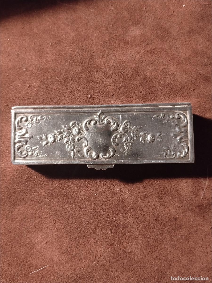 Antig&uuml;edades: Antiguo Pastillero Caja de Plata Decoraci&oacute;n Rococ&oacute; Floral Plata Contrastada