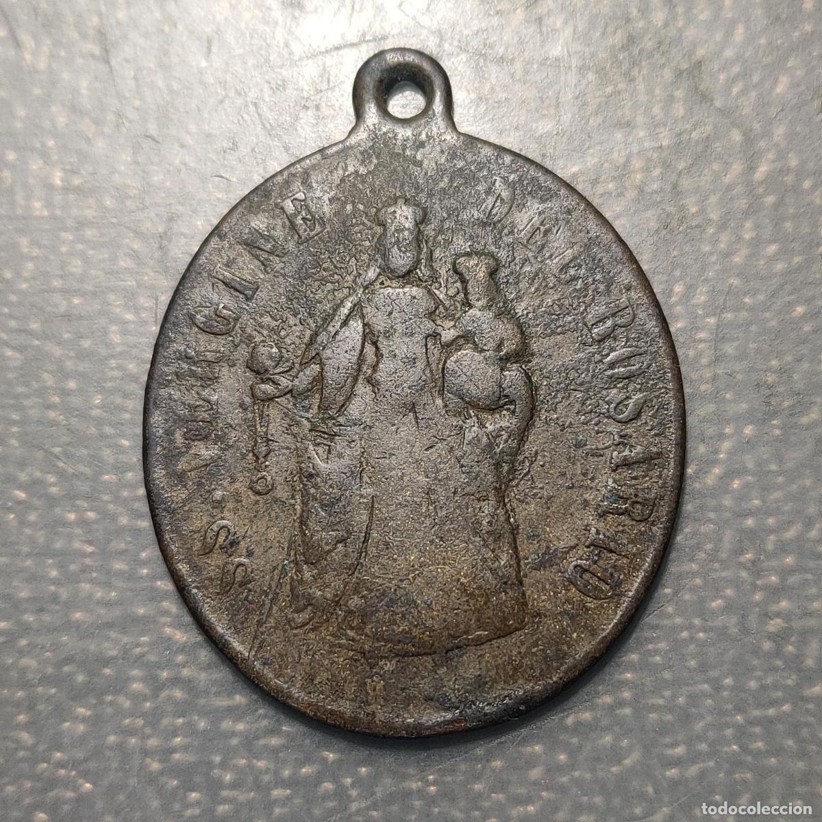 Antig&uuml;edades: MEDALLA RELIGIOSA ITALIA SIGLO XIX VIRGEN DEL ROSARIO TIGRAMA DE SAN BERNARDINO
