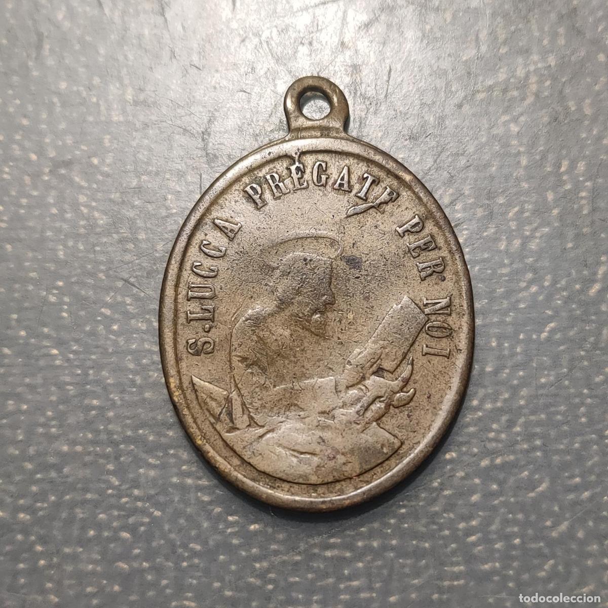 Antig&uuml;edades: MEDALLA RELIGIOSA SIGLO XIX SAN LUCAS AUXILIO DE LOS CRISTIANOS BRONCE
