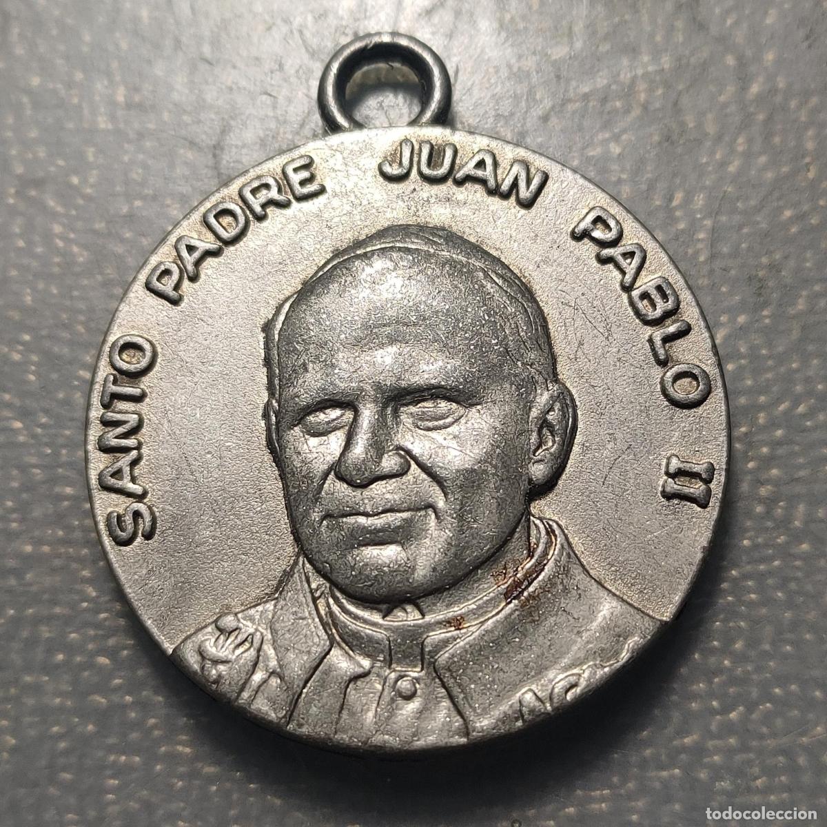 Antig&uuml;edades: MEDALLA RELIGIOSA JUAN PABLO II SANTA TERESA DE JESUS METAL BLANCO